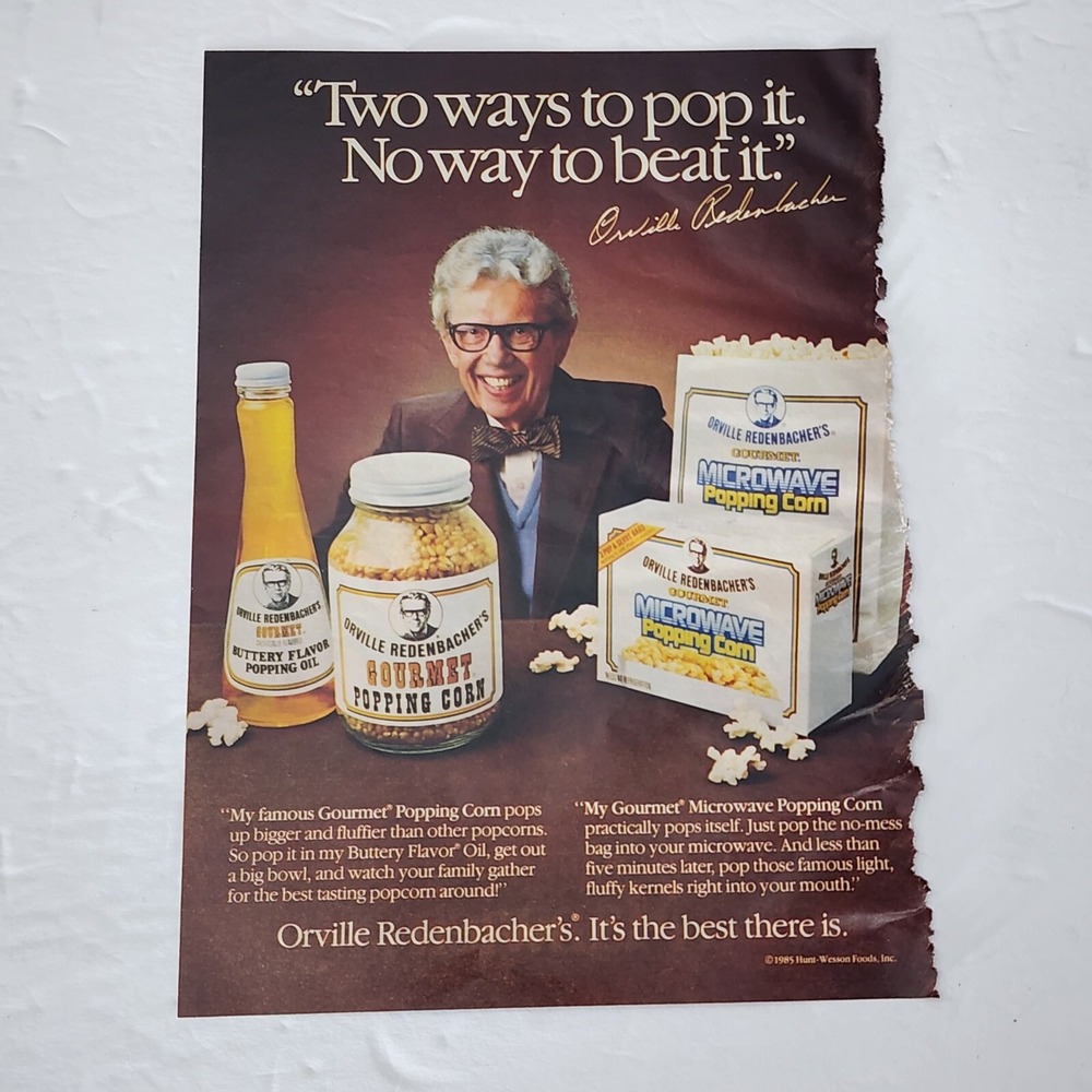 Vintage Print Ad Orville Redenbacher microwave popping corn clipping 1985